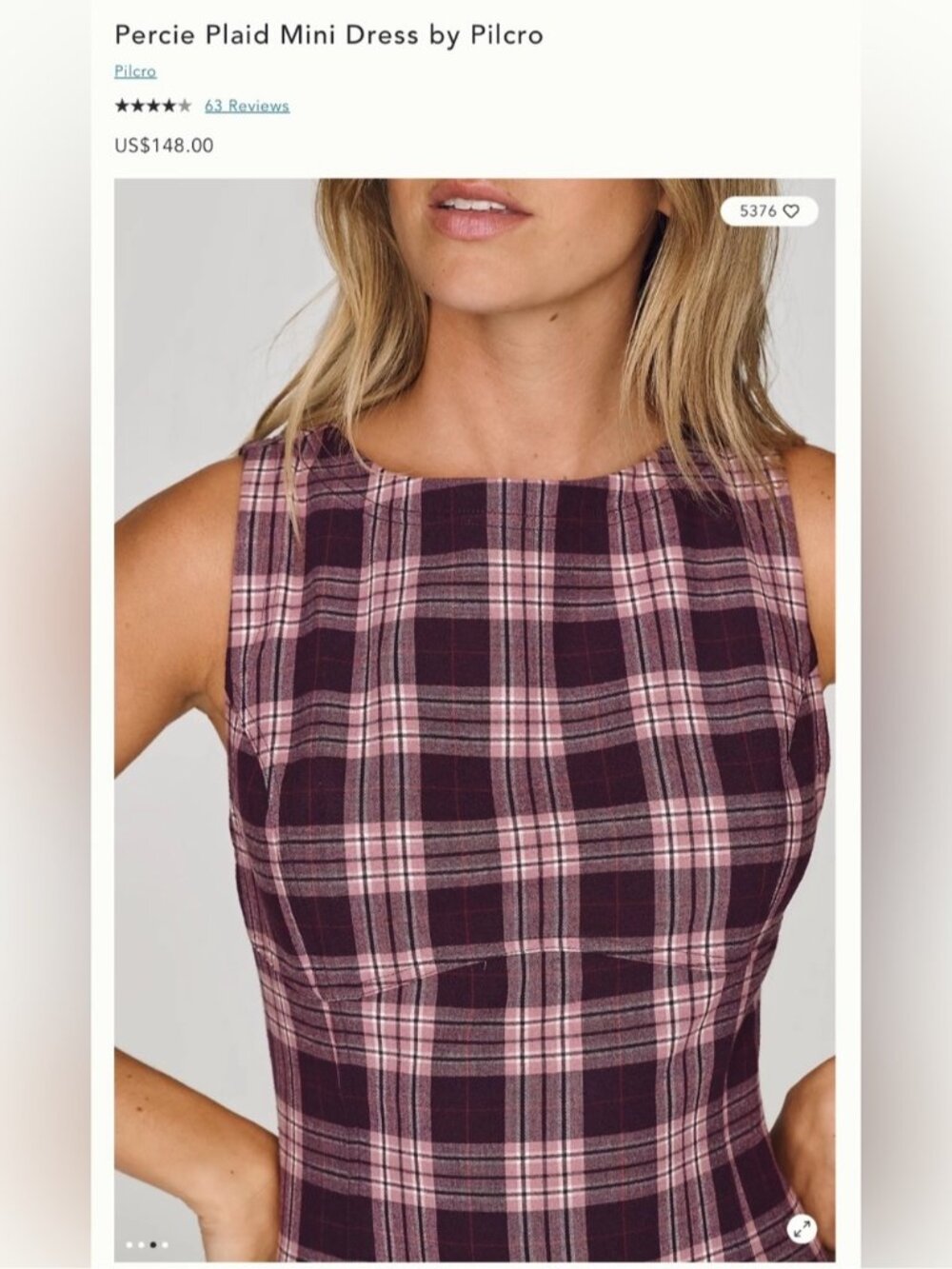 NWT Size XS - Percie Plaid Mini Dress by Pilcro (US$ 148) - Picture 14 of 15